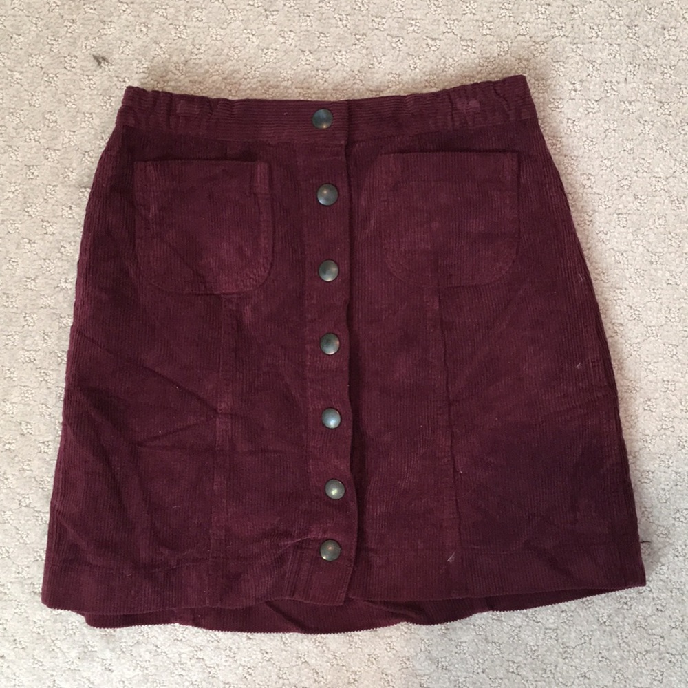 maroon brandy melville button up skirt